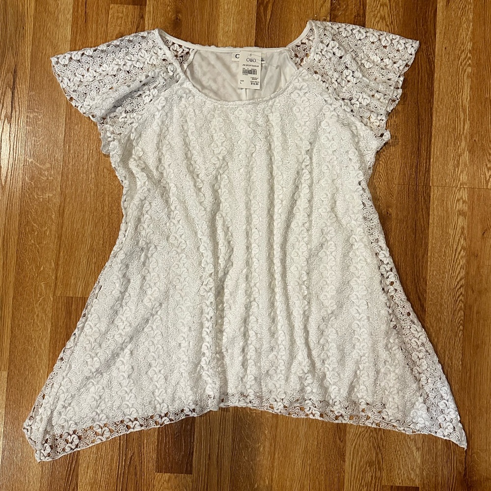 NWT White Lace Blouse Top Cato size Large